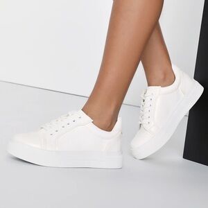 Pipping White Platform Faux Leather Sneakers